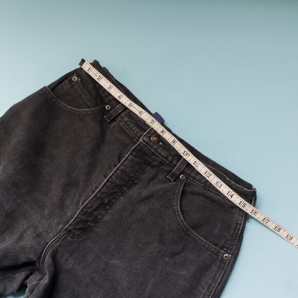 Land's End Vintage Washed Black Flannel Lined Straight Leg Jeans Size 12 Cotton - Picture 6 of 9